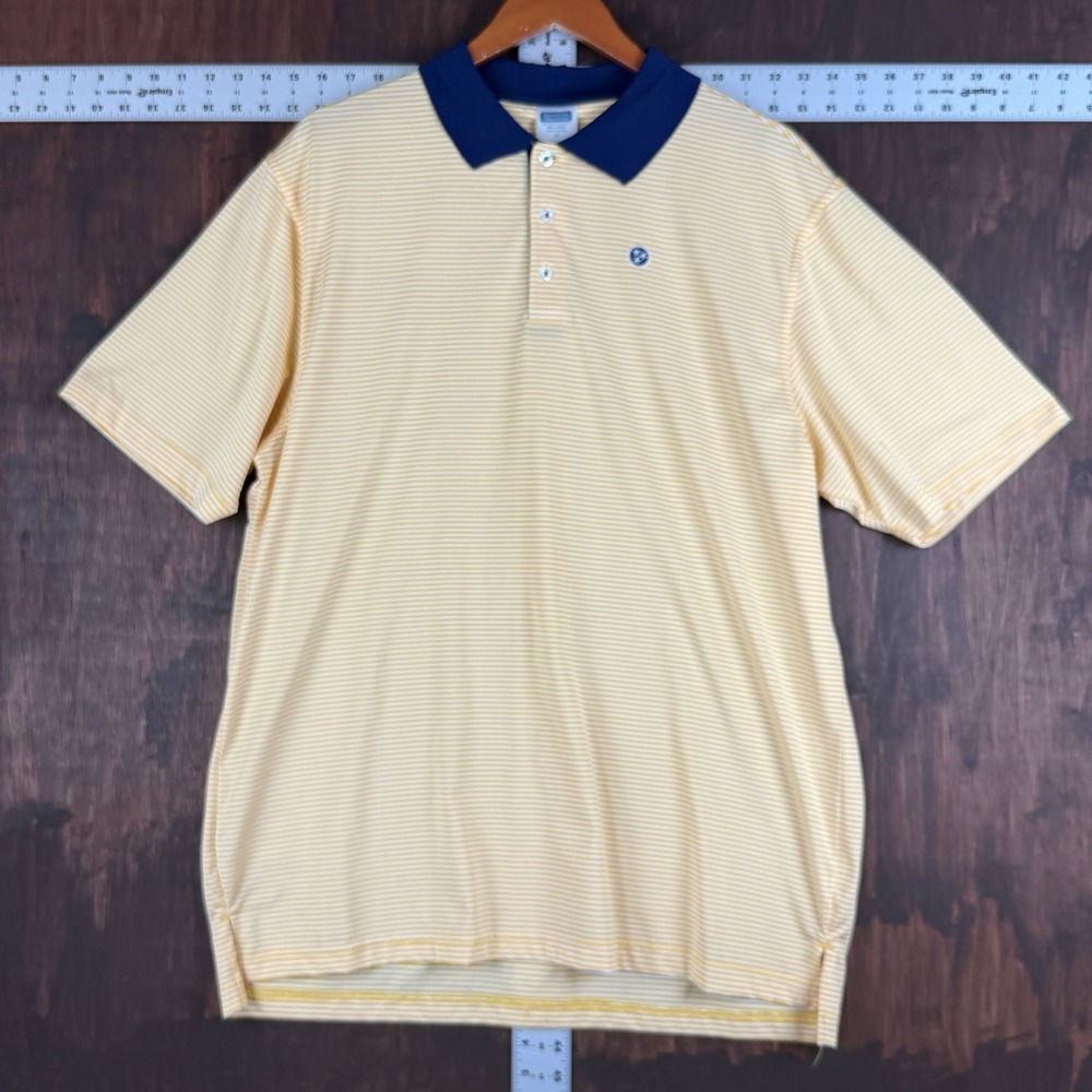 Volunteer Traditions Striped‎ Short Sleeve Stretch Polo Yellow White Men's XL